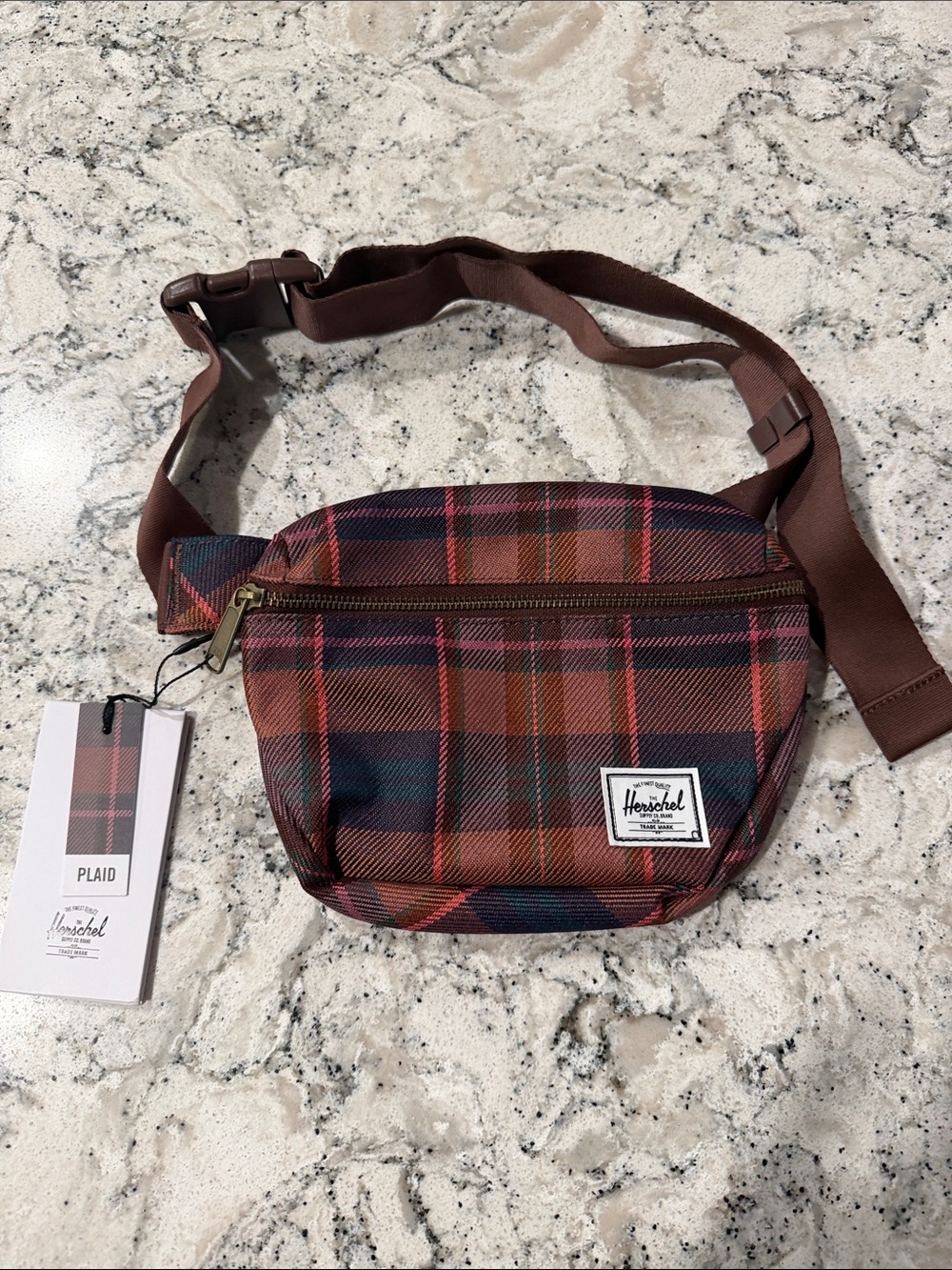 Herschel Supply Company Red Brown Plaid Waist Bag